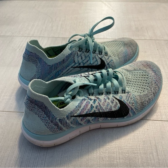 Nike Knit Free Runs Turquoise Blue Size 6 - Picture 2 of 4